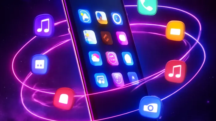 6777 BED COM Sleek smartphone floating in space